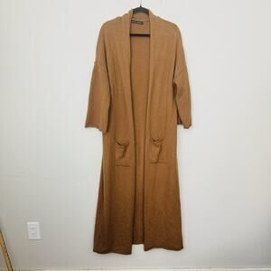 Naked Wardrobe Brown Fuzzy Long Open Front Cardigan Woman’s Size M